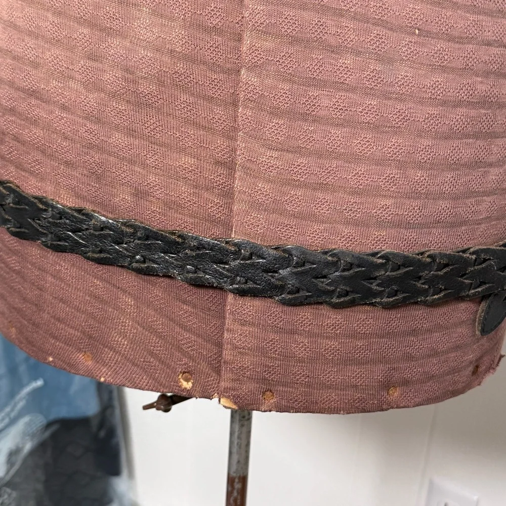 Vintage Dark Brown Leather Belt Open Weave Braided Woven Unisex OSFM (44/110)